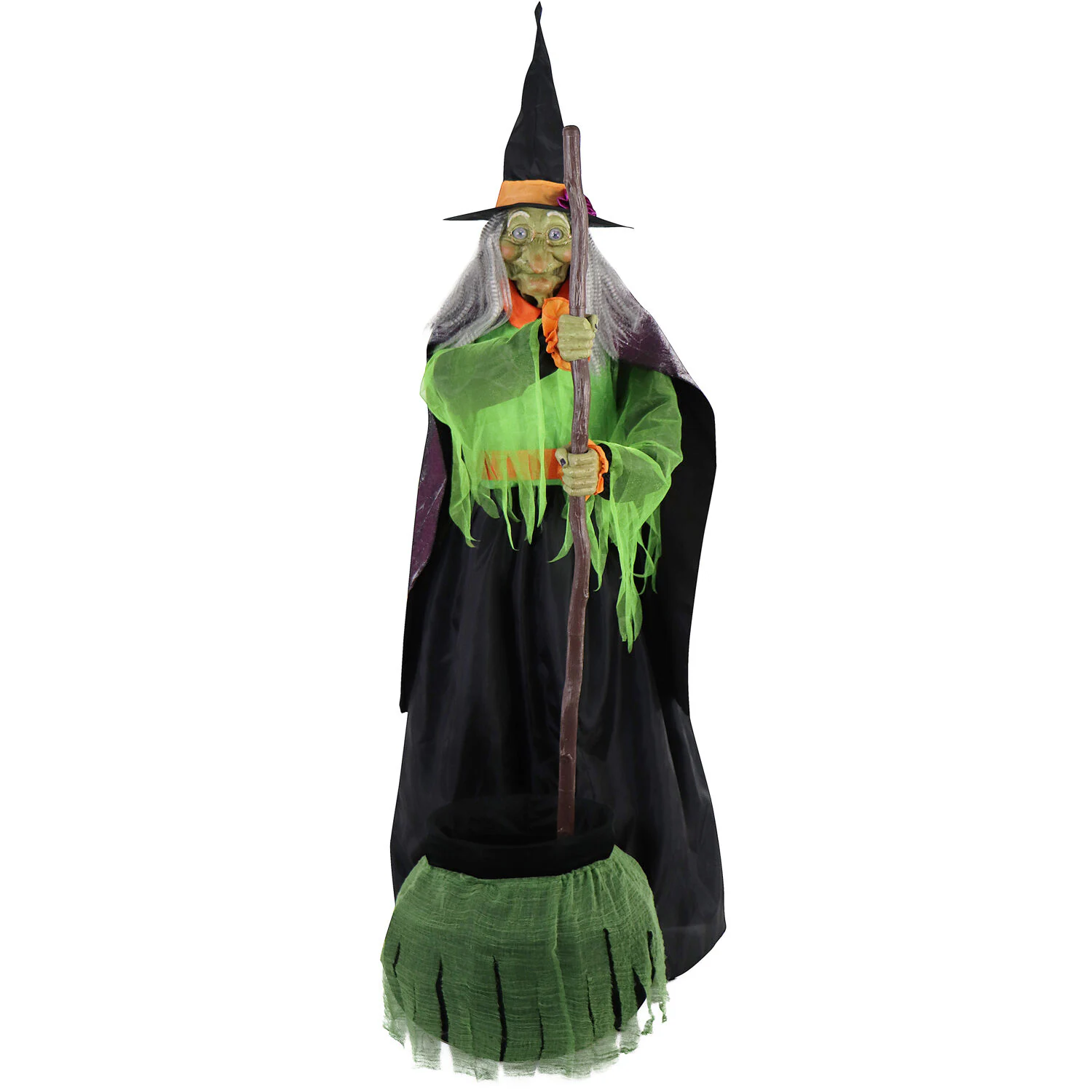 Haunted Hill Farm 6-ft Freestanding Motion Activated Talking Lighted Witch Animatronic