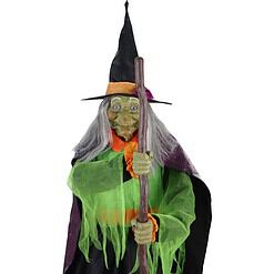 Haunted Hill Farm 6-ft Freestanding Motion Activated Talking Lighted Witch Animatronic