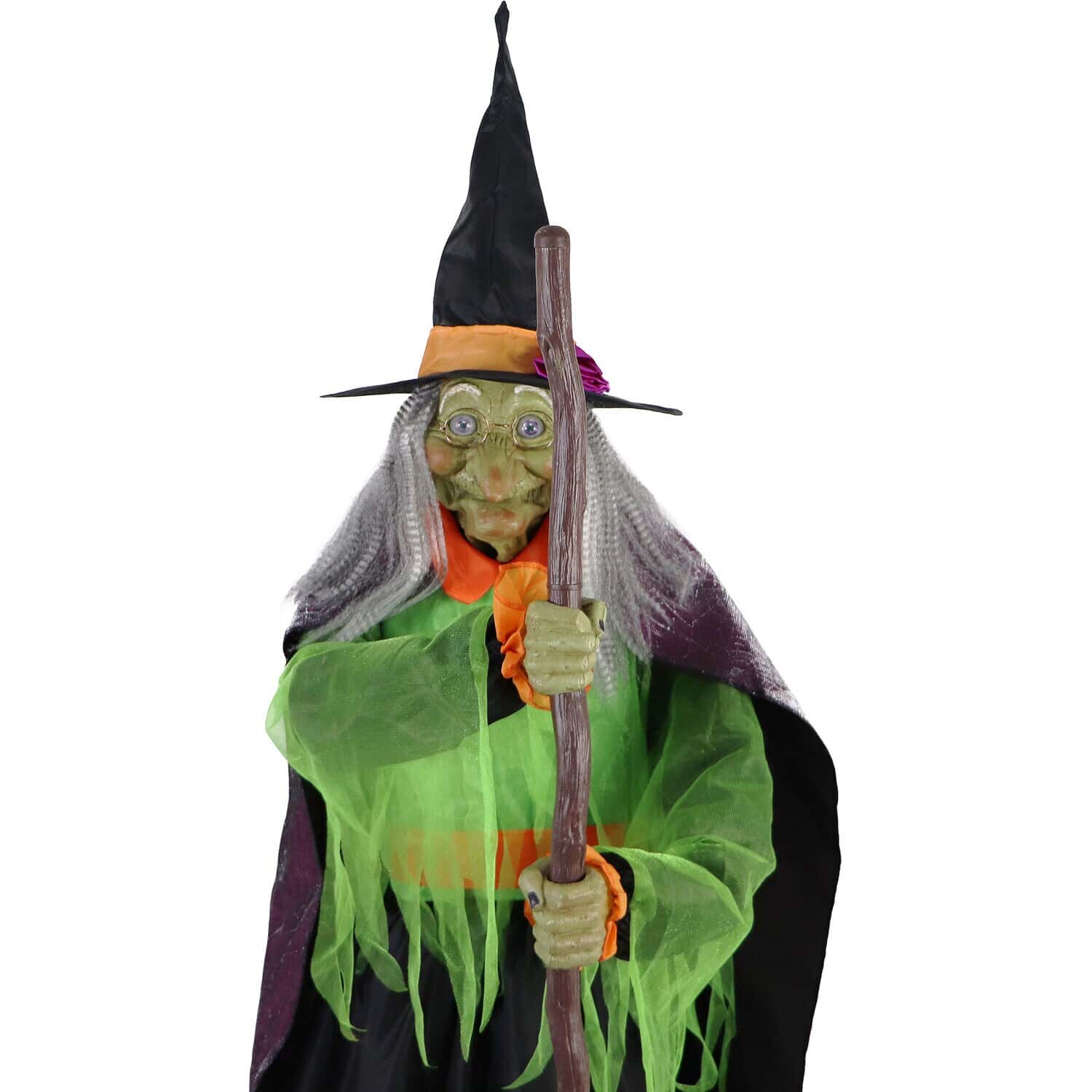 Haunted Hill Farm 6-ft Freestanding Motion Activated Talking Lighted Witch Animatronic