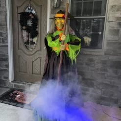 Haunted Hill Farm 6-ft Freestanding Motion Activated Talking Lighted Witch Animatronic