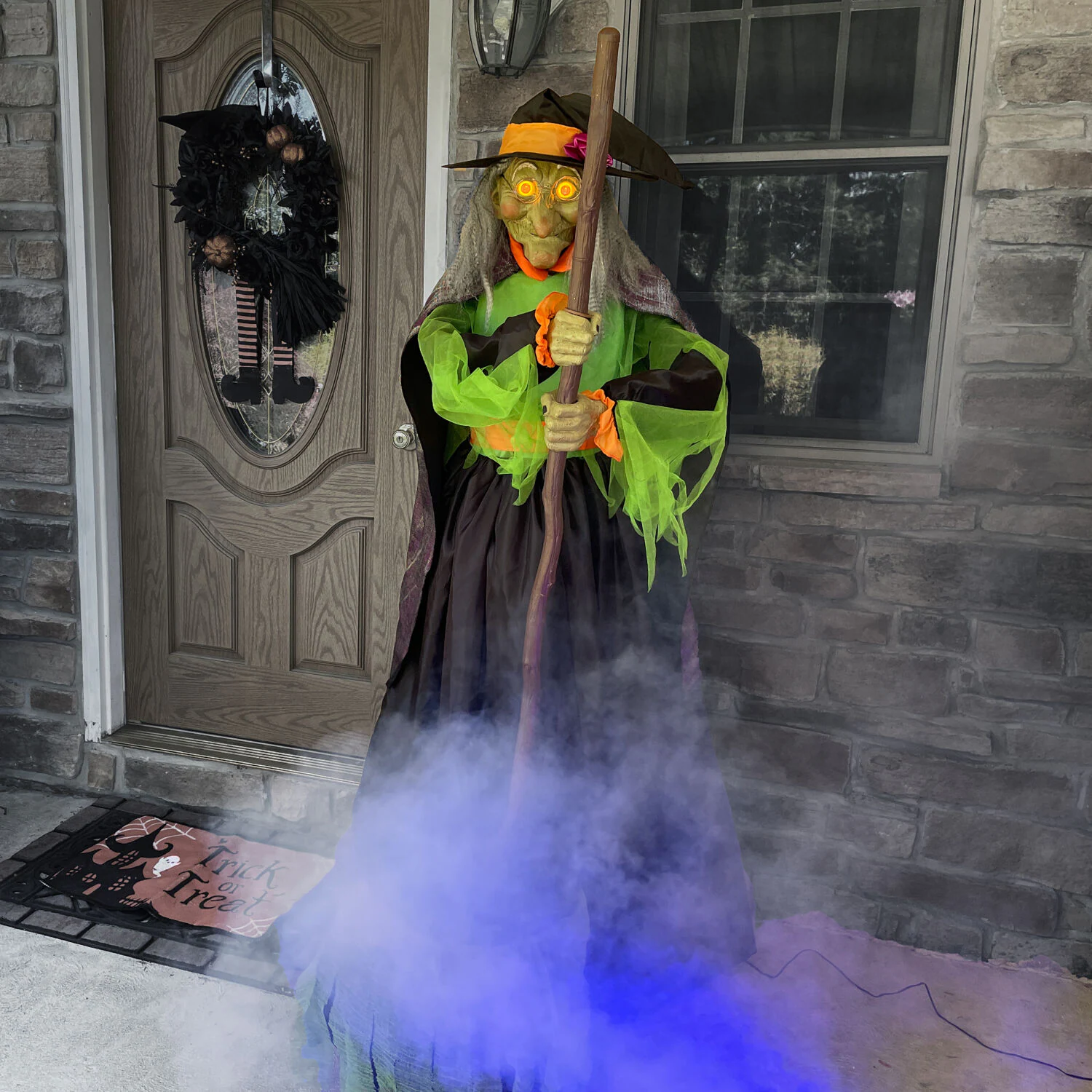 Haunted Hill Farm 6-ft Freestanding Motion Activated Talking Lighted Witch Animatronic