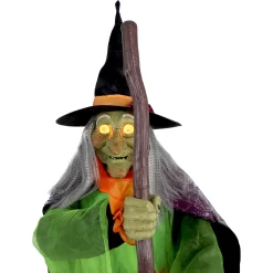 Haunted Hill Farm 6-ft Freestanding Motion Activated Talking Lighted Witch Animatronic