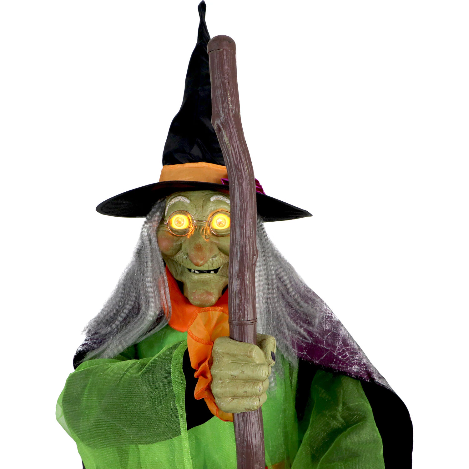 Haunted Hill Farm 6-ft Freestanding Motion Activated Talking Lighted Witch Animatronic