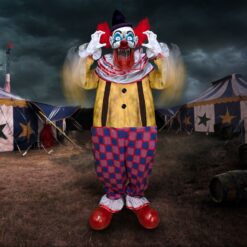 Haunted Hill Farm 6.5-ft Freestanding Motion Activated Talking Lighted Clown Animatronic