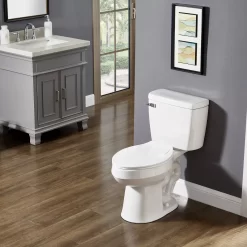Project Source Pro White Elongated Chair Height 2-piece Toilet 12-in Rough-In WaterSense 1.28-GPF
