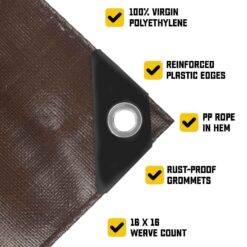 Core Tarps 20-ft x 20-ft Brown Waterproof Commercial Polyethylene 20-mil Tarp