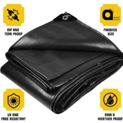 Core Tarps 20-ft x 20-ft Black Waterproof Commercial Polyethylene 20-mil Tarp