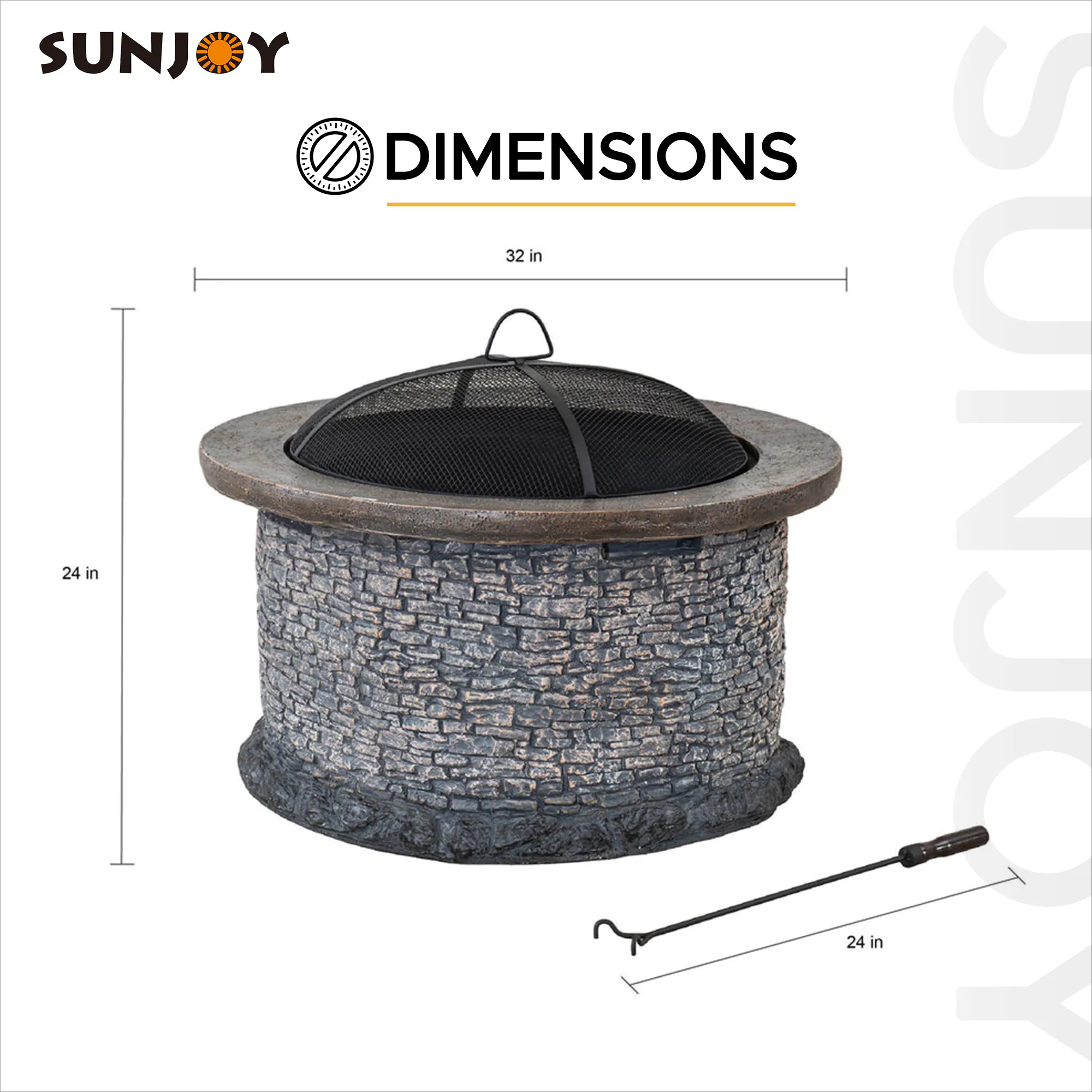 Sunjoy 31.89-in W Gray Clay Wood-Burning Fire Pit