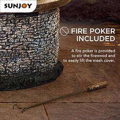 Sunjoy 31.89-in W Gray Clay Wood-Burning Fire Pit