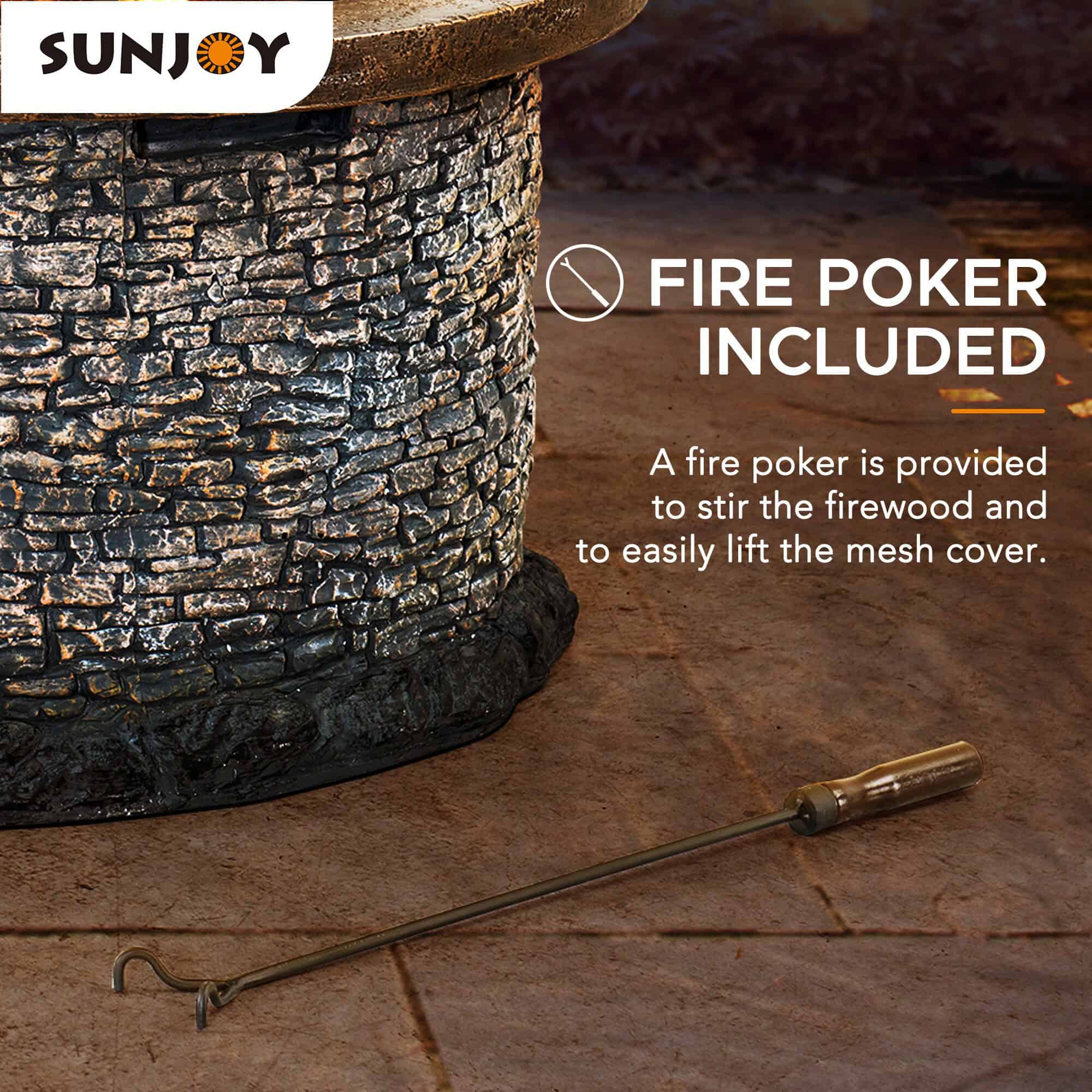Sunjoy 31.89-in W Gray Clay Wood-Burning Fire Pit