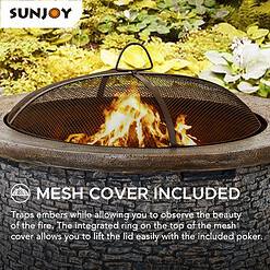 Sunjoy 31.89-in W Gray Clay Wood-Burning Fire Pit