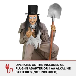 Haunted Hill Farm 4-ft Freestanding Motion Activated Talking Lighted Grave Digger Animatronic