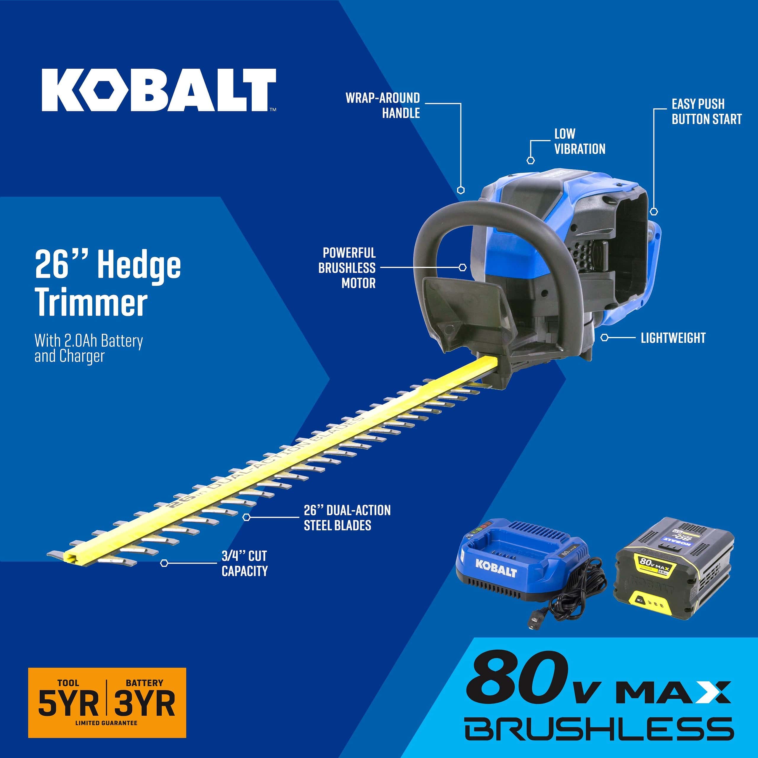 Kobalt 80-volt 26-in Battery Hedge Trimmer 2 Ah (Battery and Charger Included) - Image 13