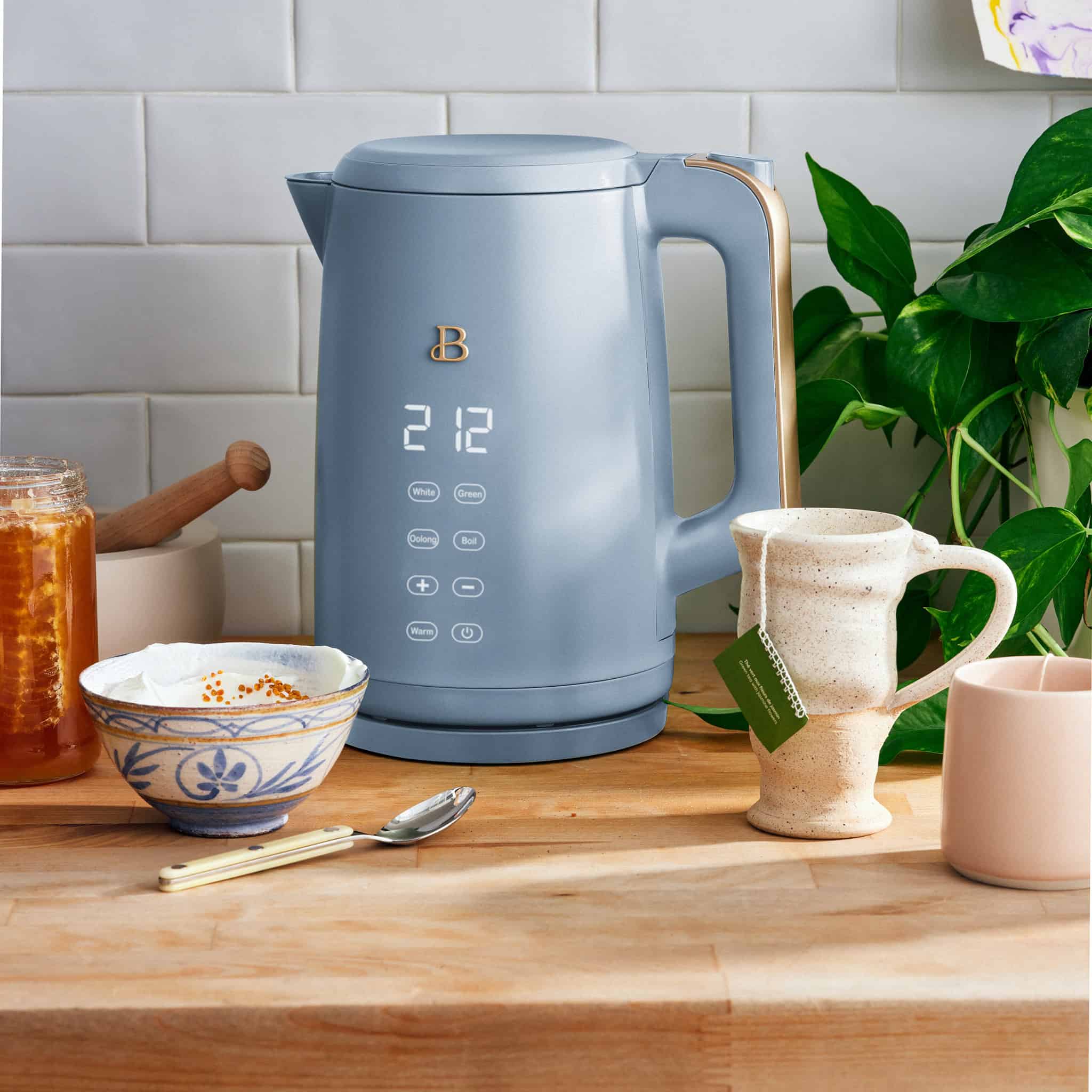 Beautiful 1.7-Liter Electric Kettle 1500 W with One-Touch Activation, Cornflower Blue by Drew Barrymore