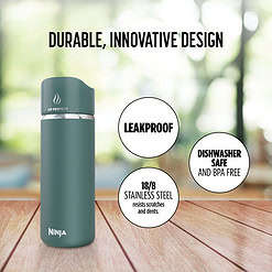 Ninja Sip Perfect 16oz. Travel Mug, Leak Proof Stainless Steel Insulated Tumbler for Hot Drinks, Evergreen