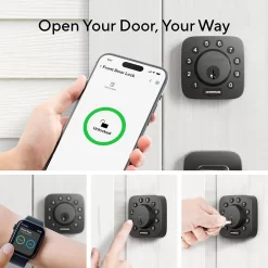 Ultraloq Modern Black Single Cylinder Deadbolt with WiFi Bridge Adapter - Grade 1 Security, Adjustable Backset, Traditional Re-Key Technology
