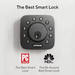 Ultraloq Modern Black Single Cylinder Deadbolt with Anti-Peep Code Pad - Grade 1 Security