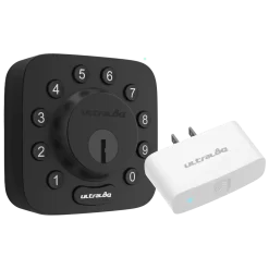 Ultraloq Modern Black Single Cylinder Deadbolt with WiFi Bridge Adapter - Grade 1 Security, Adjustable Backset, Traditional Re-Key Technology