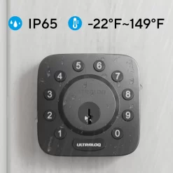 Ultraloq Modern Black Single Cylinder Deadbolt with WiFi Bridge Adapter - Grade 1 Security, Adjustable Backset, Traditional Re-Key Technology