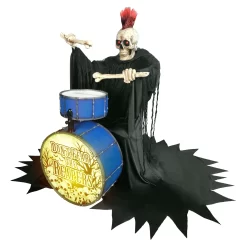Haunted Living 4-ft Bluetooth Reaper Band LED Drummer Animatronic