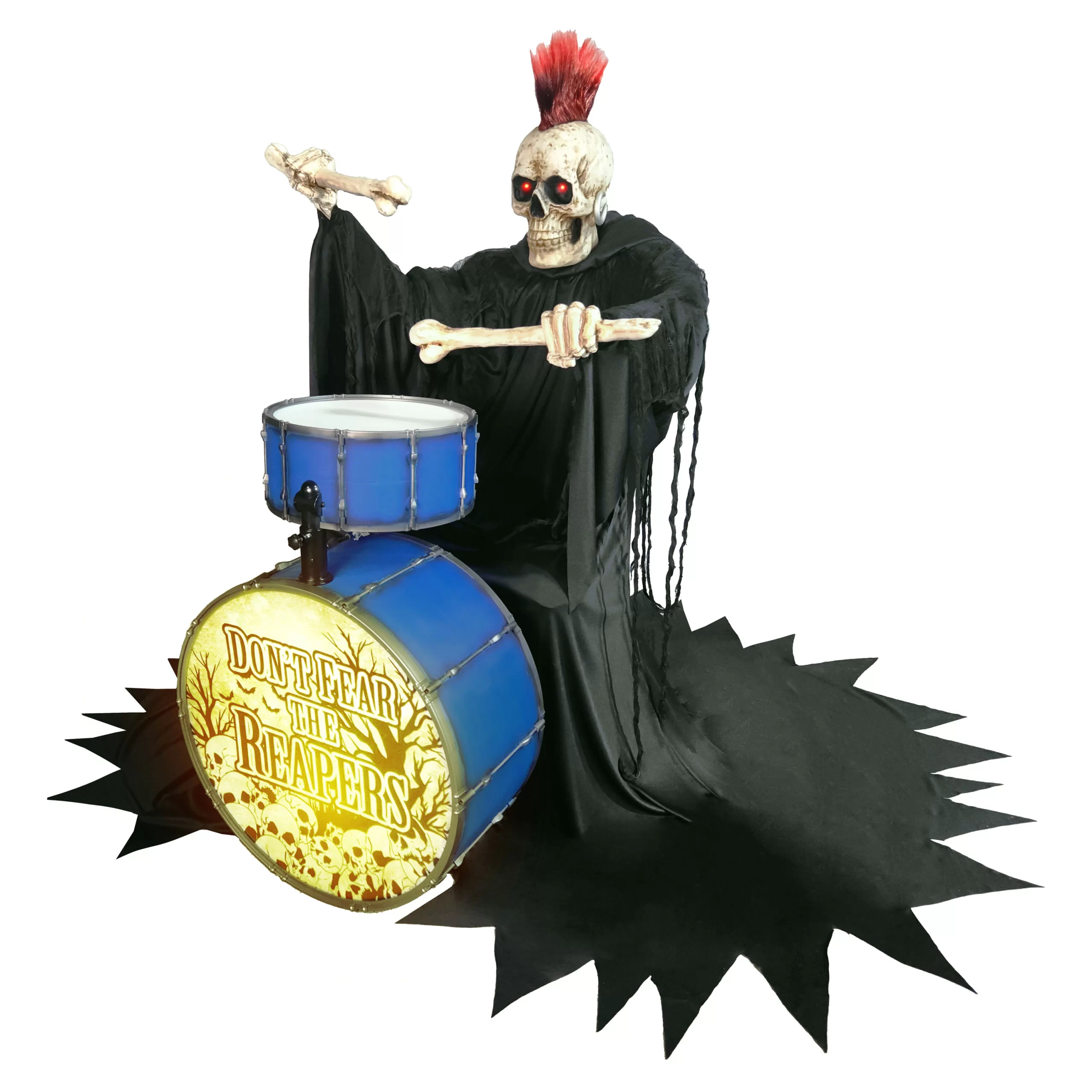 Haunted Living 4-ft Bluetooth Reaper Band LED Drummer Animatronic