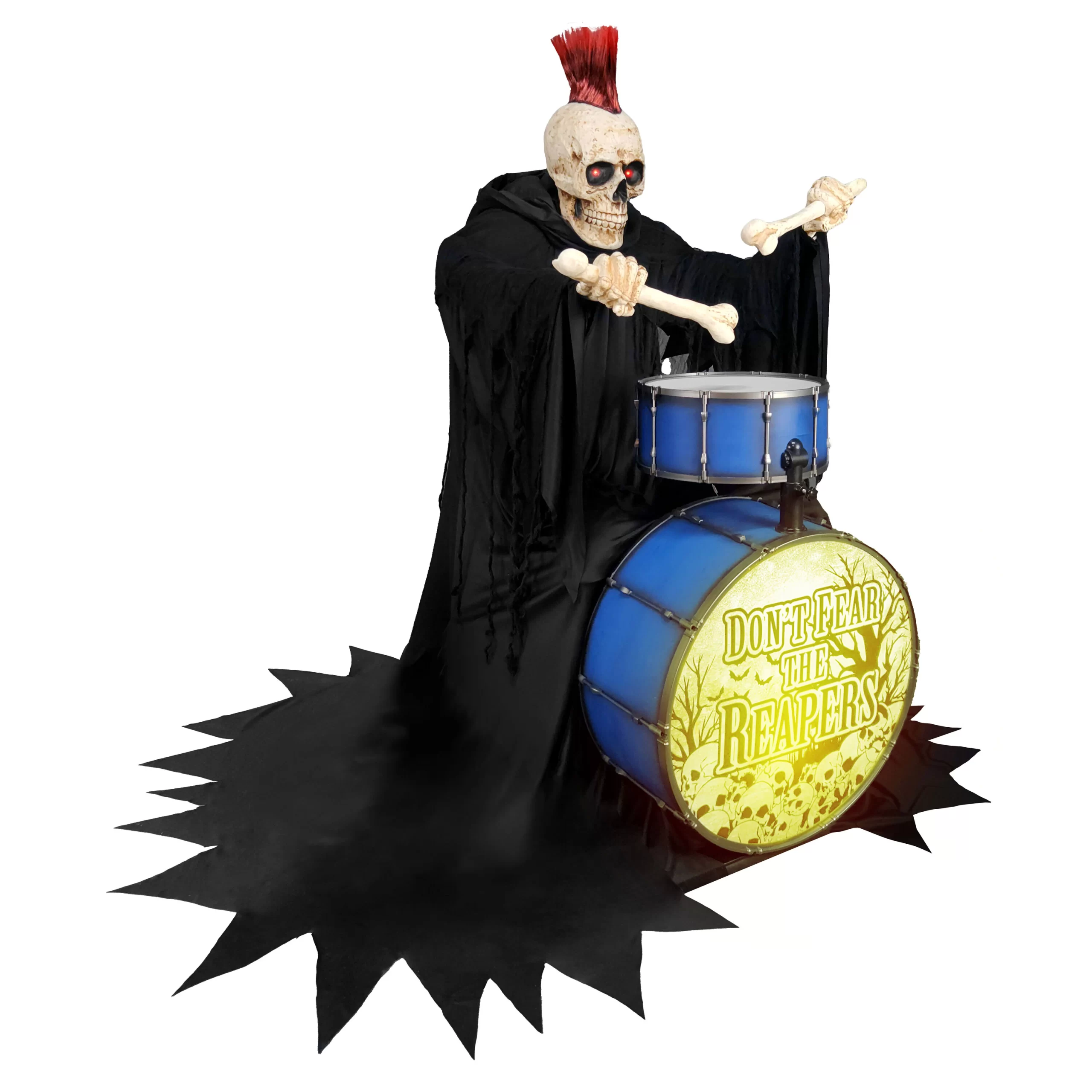 Haunted Living 4-ft Bluetooth Reaper Band LED Drummer Animatronic
