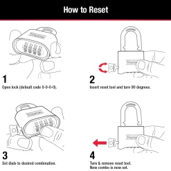 Master Lock Outdoor Resettable Combination Padlock, 2-in Wide x 1-in Shackle (4-Pack)