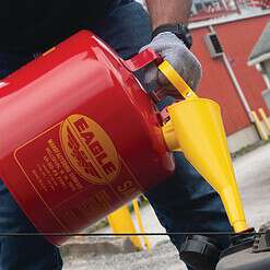 Eagle 5-Gallon Red Metal Gas Can with Flex Funnel Nozzle, Self-Venting Spout - UL Listed, OSHA Compliant