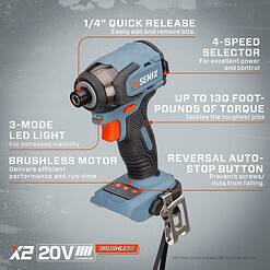 SENIX X2 20-volt 2-Tool Brushless Power Tool Combo Kit with Soft Case (2-Batteries Included and Charger Included)