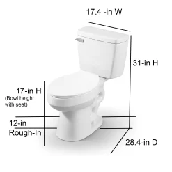 Project Source Pro White Elongated Chair Height 2-piece Toilet 12-in Rough-In WaterSense 1.28-GPF
