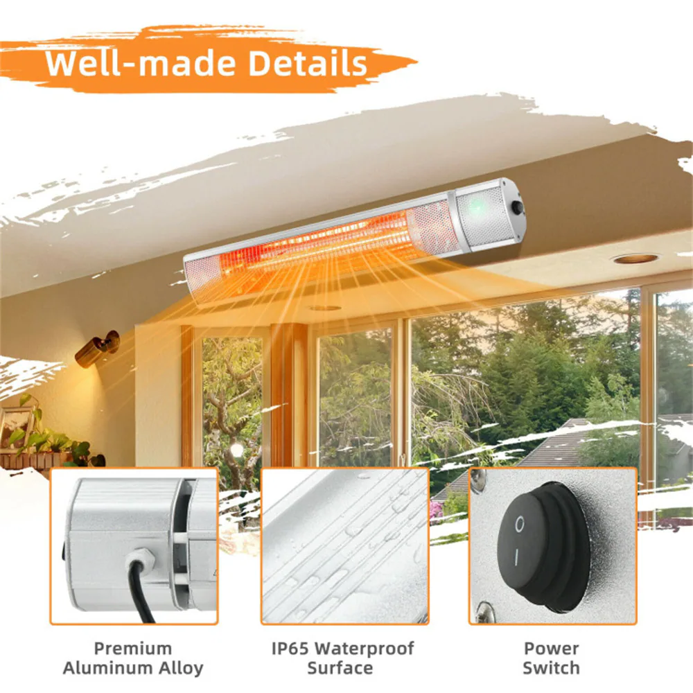 BABOOM 5000-BTU 120-Volt Sliver Aluminum Electric Patio Heater