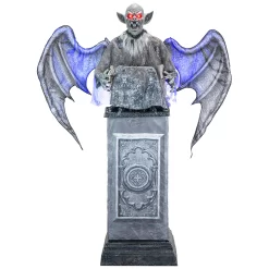 Haunted Living 8-ft Talking LED Gargoyle with Wings on Pedestal Animatronic