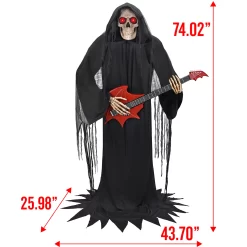 Haunted Living 6-ft Bluetooth Reaper Band LED Guitar Player Animatronic