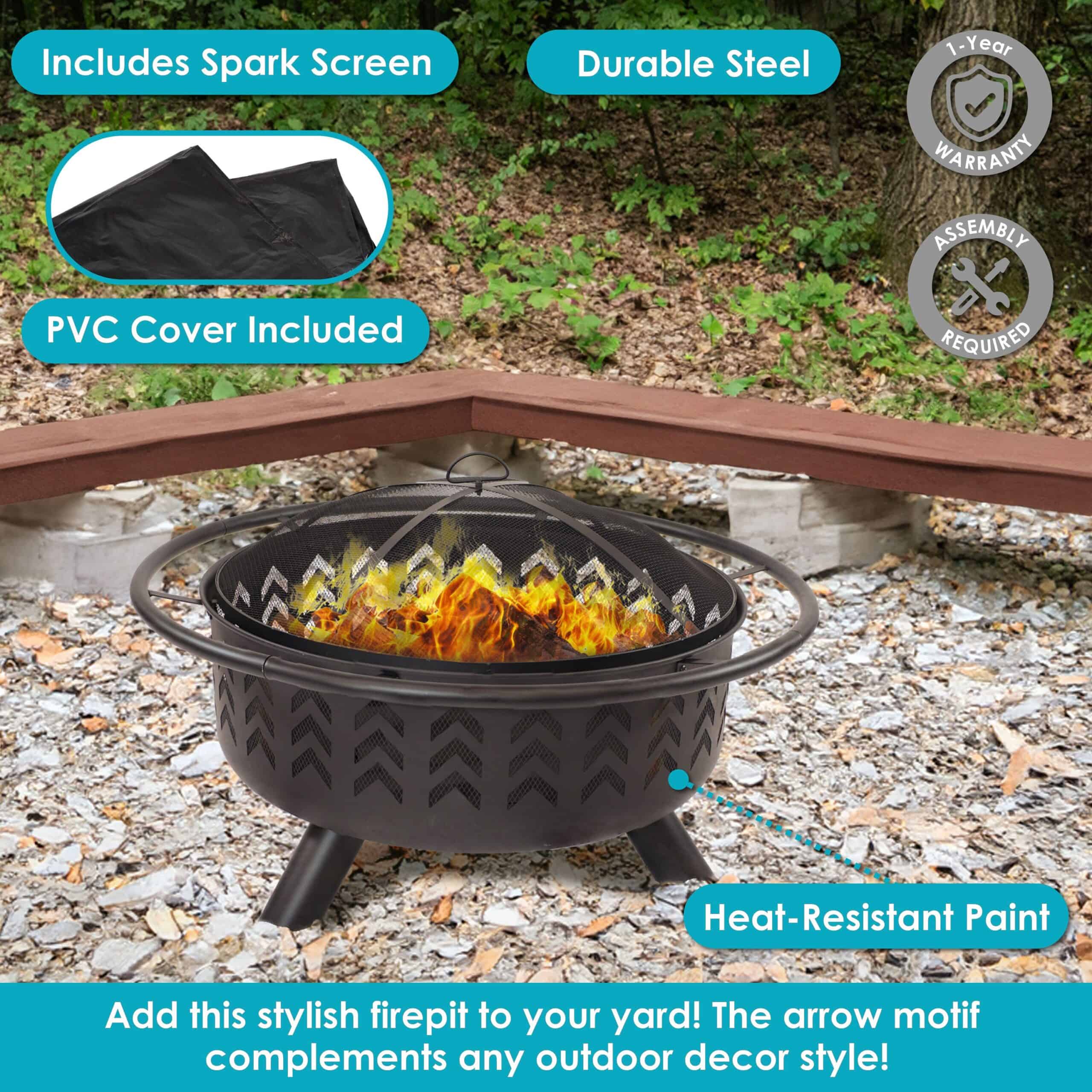 Sunnydaze Decor 36 in Arrow Fire Pit