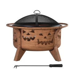 Sunjoy 30-in W Copper/Black Steel Wood-Burning Fire Pit
