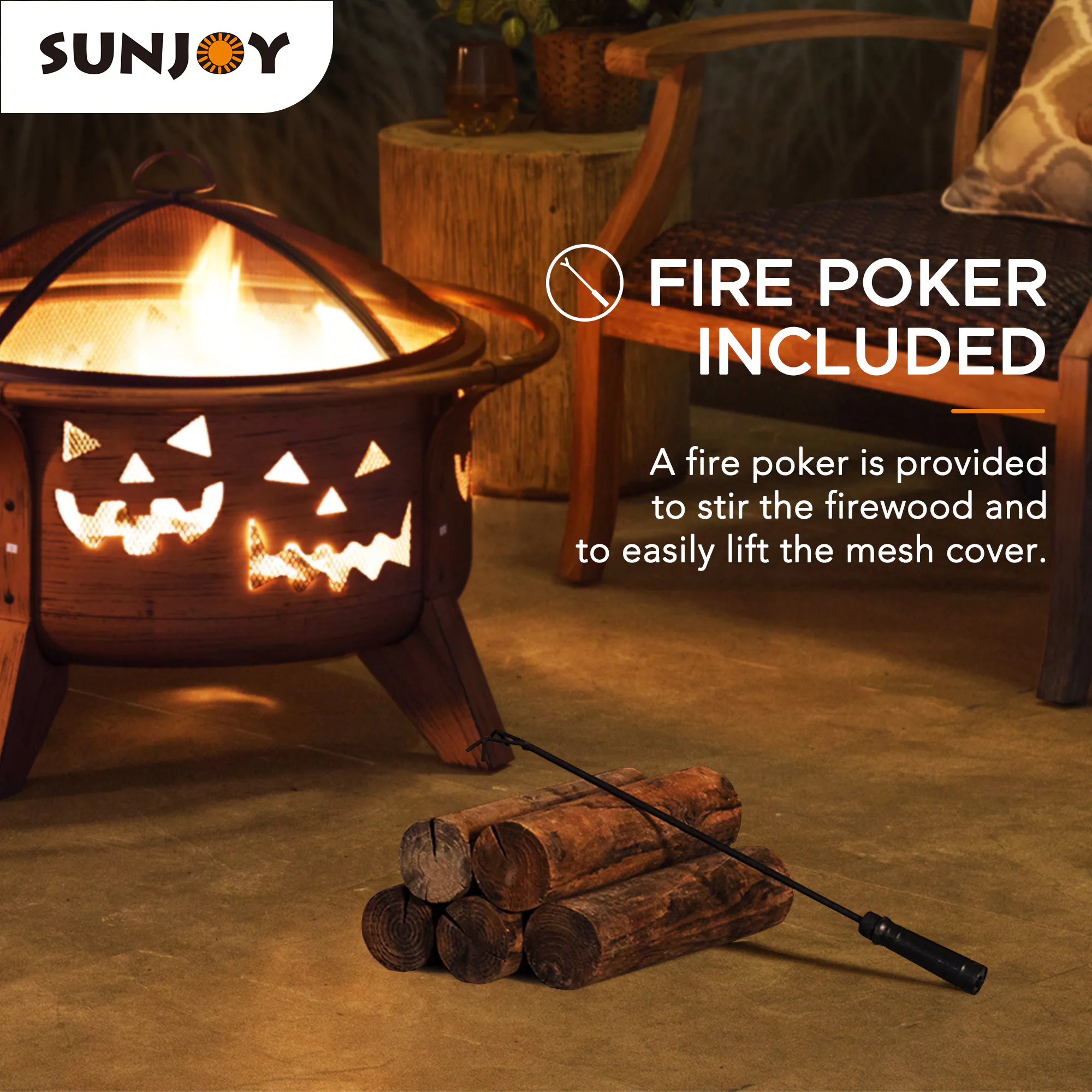 Sunjoy 30-in W Copper/Black Steel Wood-Burning Fire Pit