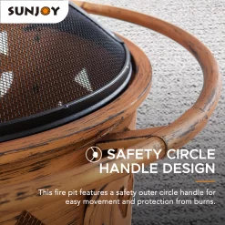 Sunjoy 30-in W Copper/Black Steel Wood-Burning Fire Pit