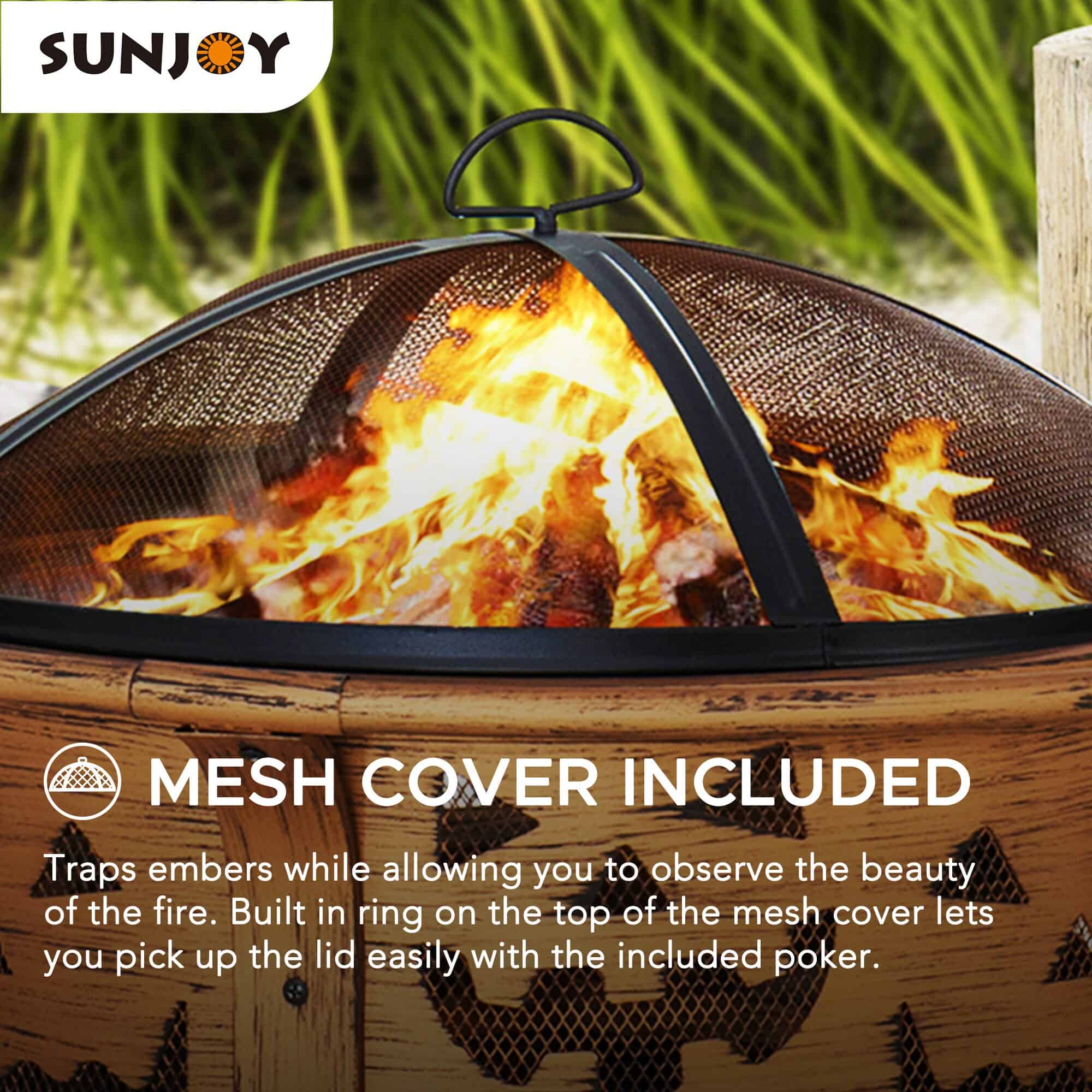 Sunjoy 30-in W Copper/Black Steel Wood-Burning Fire Pit