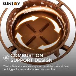 Sunjoy 30-in W Copper/Black Steel Wood-Burning Fire Pit