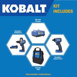 Alternative view of Kobalt Next-Gen 24-volt 2-Tool Brushless Power Tool Combo Kit with Soft Case (1-Battery Included and Charger Included)