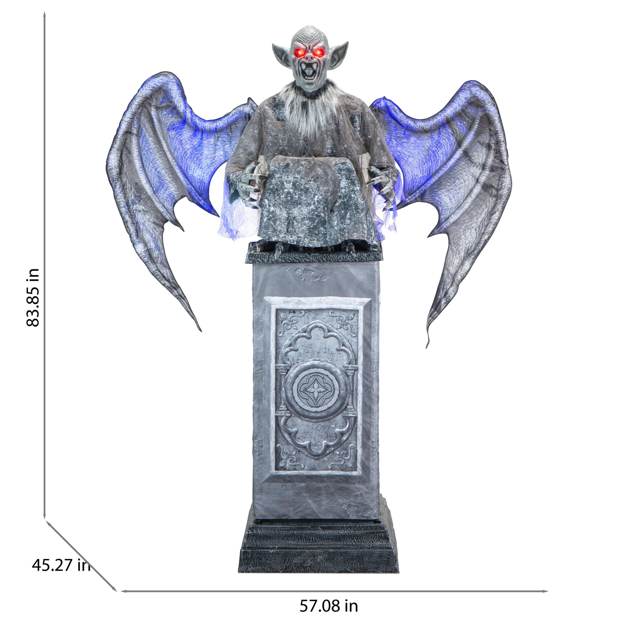 Haunted Living 8-ft Talking LED Gargoyle with Wings on Pedestal Animatronic