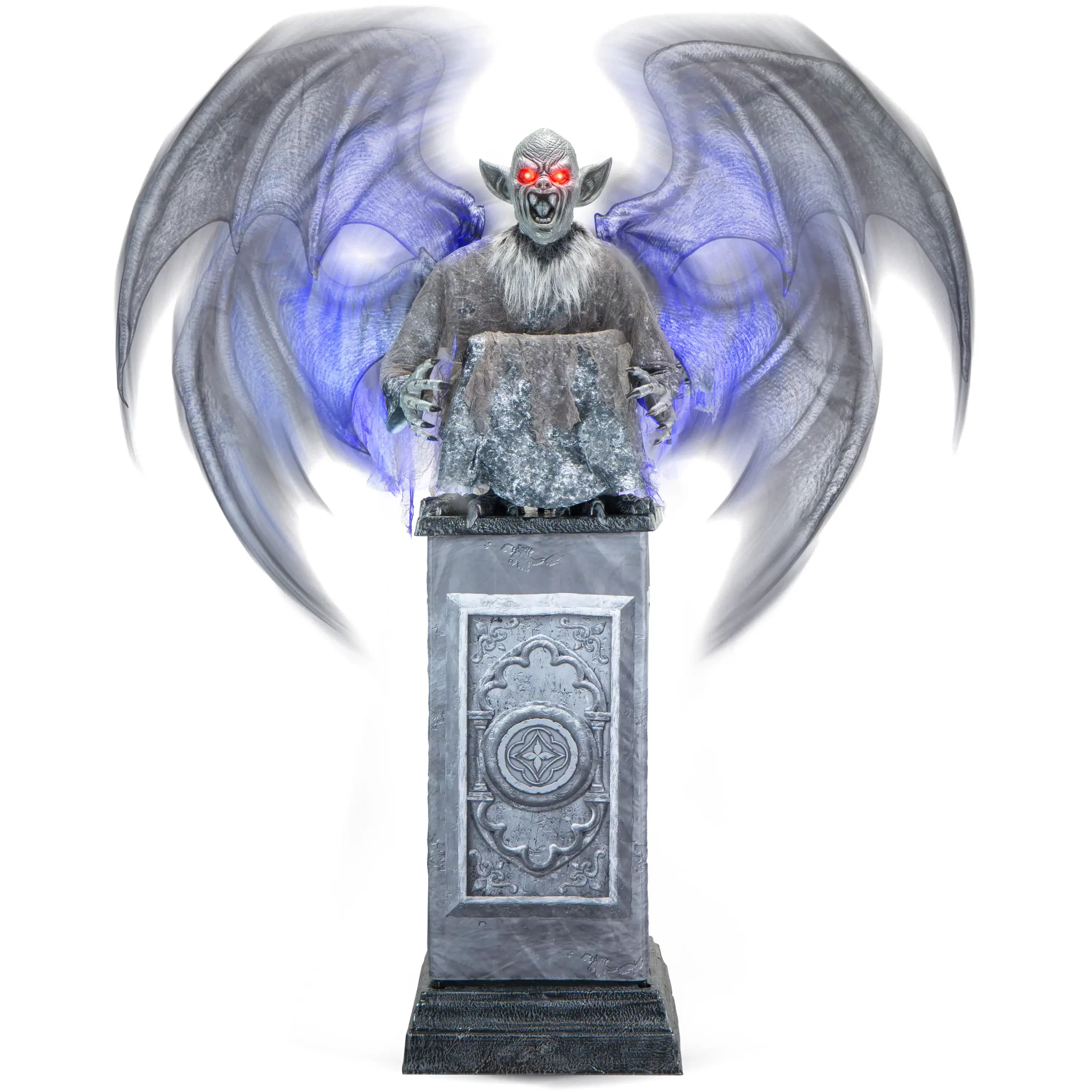 Haunted Living 8-ft Talking LED Gargoyle with Wings on Pedestal Animatronic