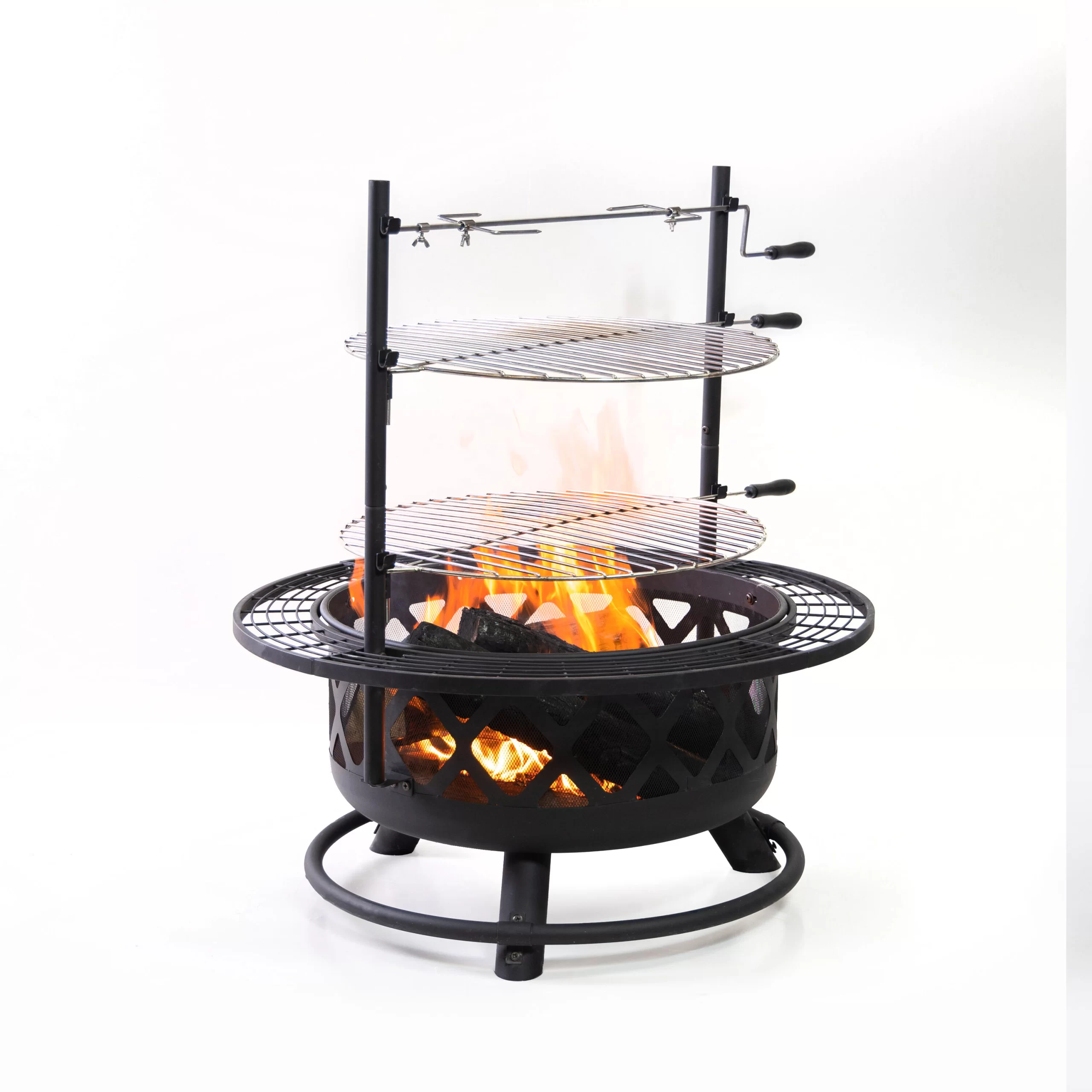 Deko Living 33.1-in W Black Steel Wood-Burning Fire Pit