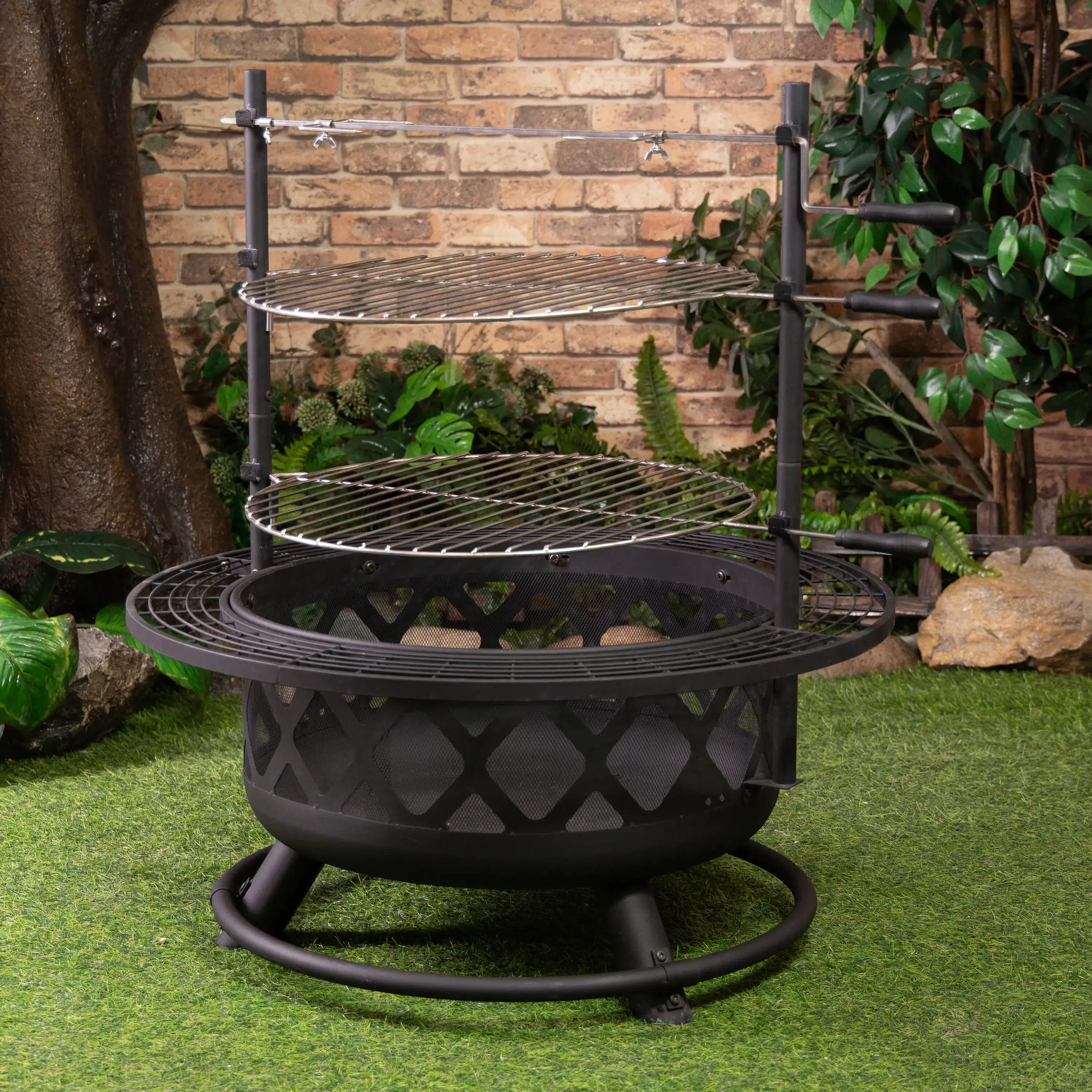 Deko Living 33.1-in W Black Steel Wood-Burning Fire Pit