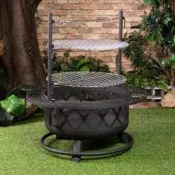 Deko Living 33.1-in W Black Steel Wood-Burning Fire Pit