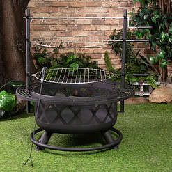Deko Living 33.1-in W Black Steel Wood-Burning Fire Pit