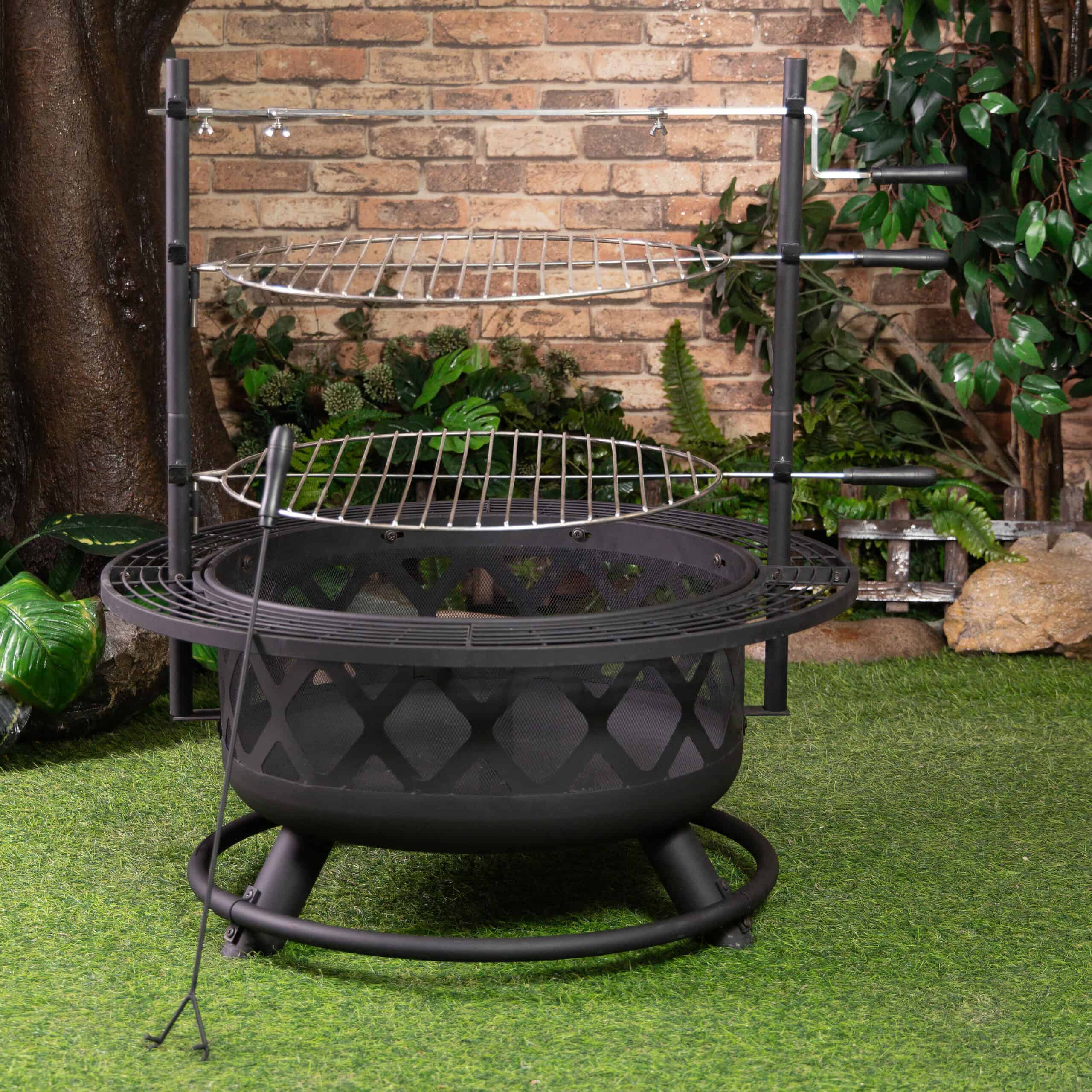 Deko Living 33.1-in W Black Steel Wood-Burning Fire Pit