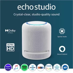 Amazon Echo Studio Our Best-Sounding smart Speaker Ever - With Dolby Atmos and Alexa Glacier White