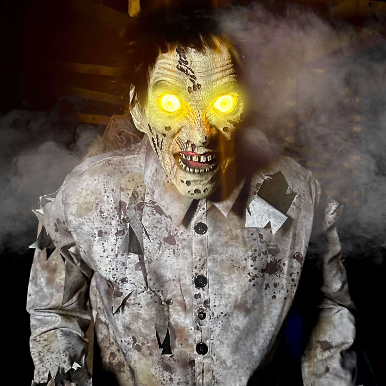 Haunted Hill Farm 6-ft Freestanding Motion Activated Lighted Zombie Animatronic