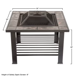 Nature Spring 6-Piece Fire Pit Table 30-in W Black Steel Wood-Burning Fire Pit